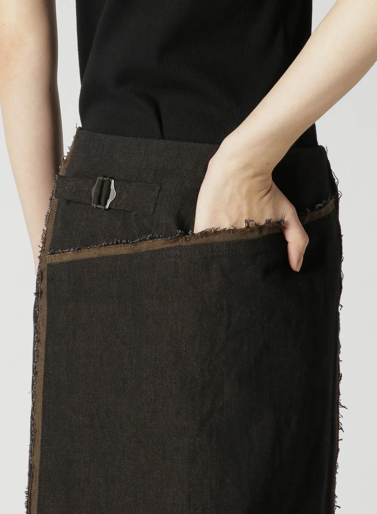 10oz DENIM PANELLED WRAP SKIRT