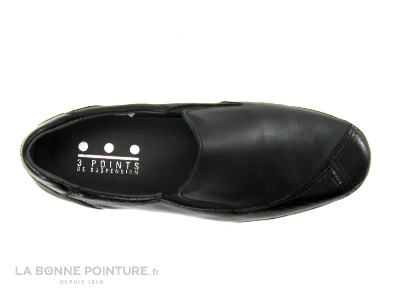 Achat chaussures 3 Points de Suspension Femme Mocassin, vente 3 Points de Suspension 0161 - Mocassin noir Femme - Semelle compen