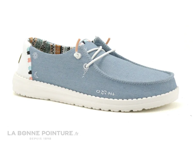 Achat chaussures Hey Dude Femme Chaussure en Toile, vente Hey Dude WENDY BOHO 40054-4MH Light denim - Chaussure toile bleue Femm