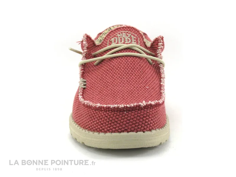 Achat chaussures Hey Dude Homme Chaussure en Toile, vente Hey Dude WALLY BRAIDED Pompeian red - Chaussure Homme toile rouge