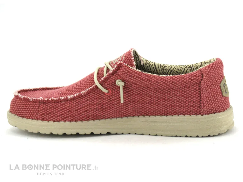 Achat chaussures Hey Dude Homme Chaussure en Toile, vente Hey Dude WALLY BRAIDED Pompeian red - Chaussure Homme toile rouge