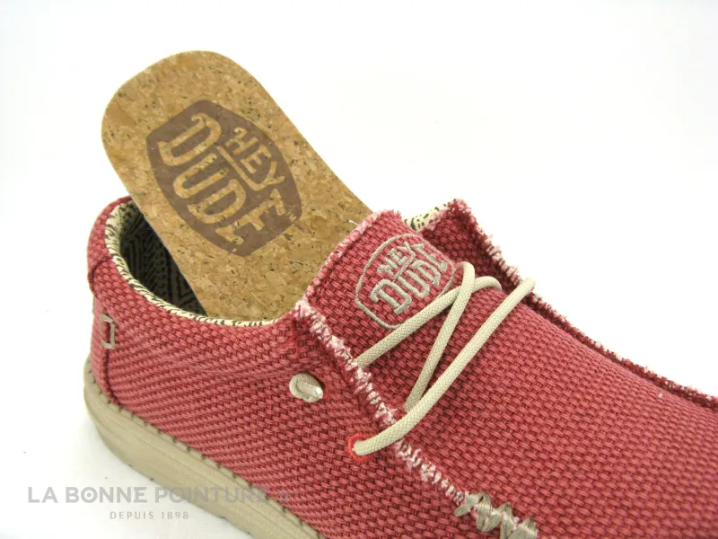 Achat chaussures Hey Dude Homme Chaussure en Toile, vente Hey Dude WALLY BRAIDED Pompeian red - Chaussure Homme toile rouge