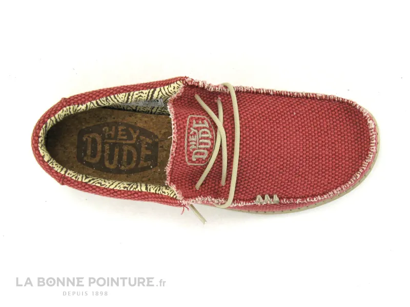 Achat chaussures Hey Dude Homme Chaussure en Toile, vente Hey Dude WALLY BRAIDED Pompeian red - Chaussure Homme toile rouge