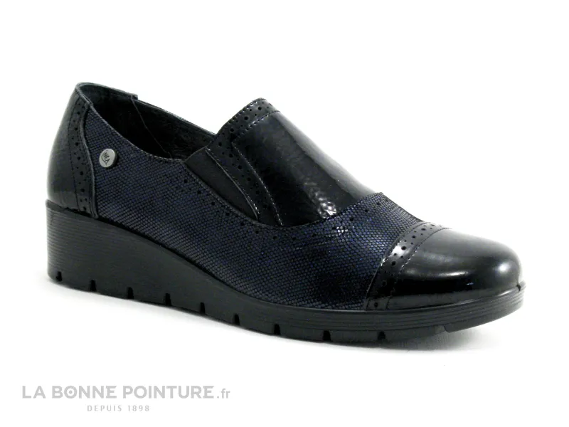 Achat chaussures Inéa Femme Chaussure basse / Derby, vente Inea BOSCO Noir verni - Marine - Mocassin compense Femme