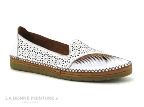 Achat chaussures Soft Flex Femme Chaussure aérée, vente Soft Flex 077-213-501 Blanc - Mocassin cuir blanc Femme - Tige perforee