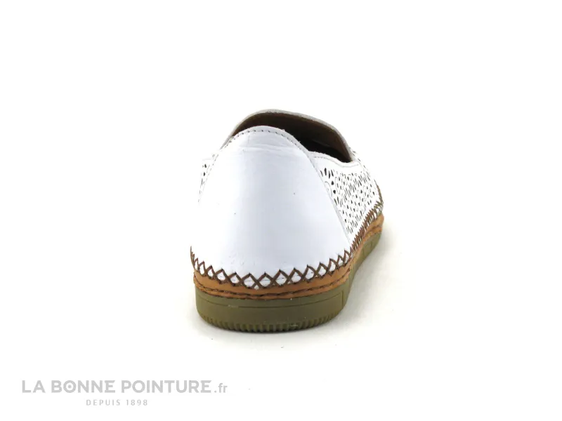 Achat chaussures Soft Flex Femme Chaussure aérée, vente Soft Flex 077-213-501 Blanc - Mocassin cuir blanc Femme - Tige perforee