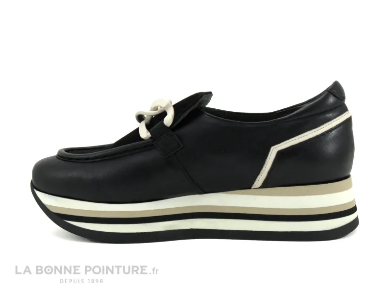 Achat chaussures Softwaves Femme Mocassin, vente Softwaves CALA black creme - Mocassin plateforme Femme