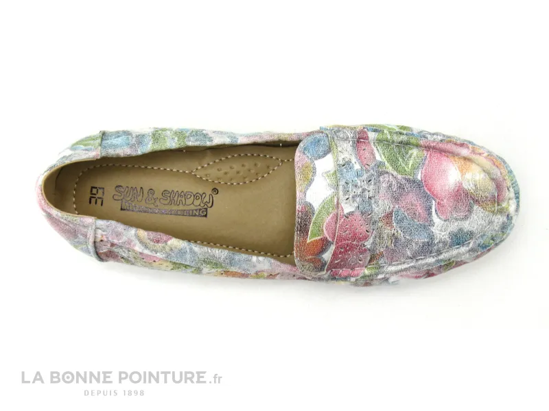 Achat chaussures Sun Shadow Femme Mocassin, vente Sun Shadow 242050 White flower - Mocassin fleuri Femme