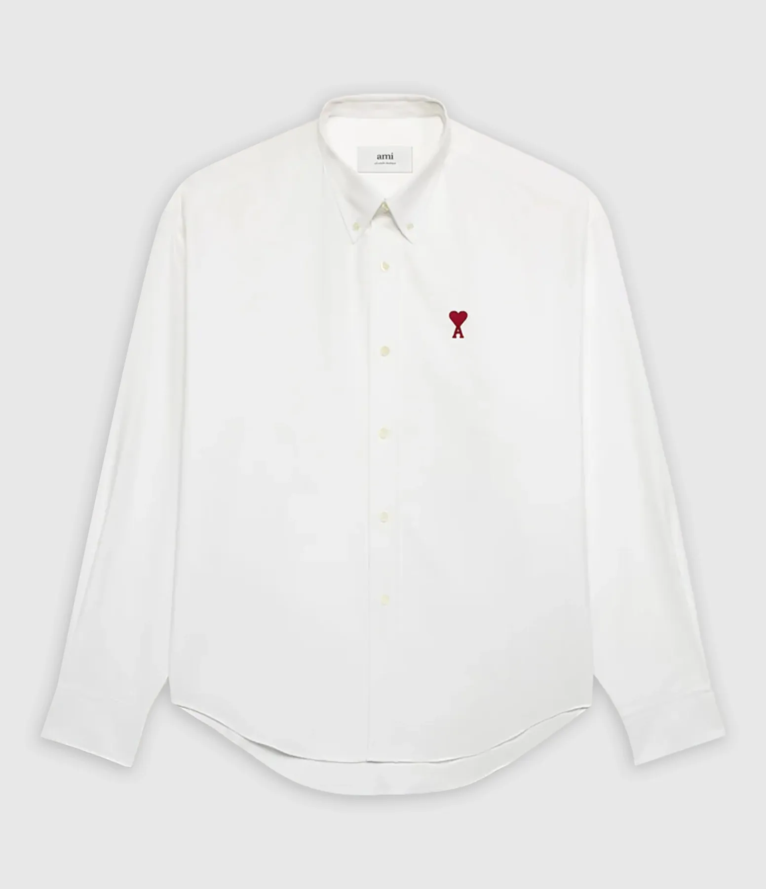 AMI PARIS Partager  Chemise Col Boutonné Ami de Cœur Blanc Rouge  