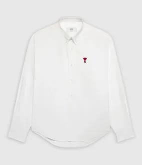 AMI PARIS Partager  Chemise Col Boutonné Ami de Cœur Blanc Rouge  