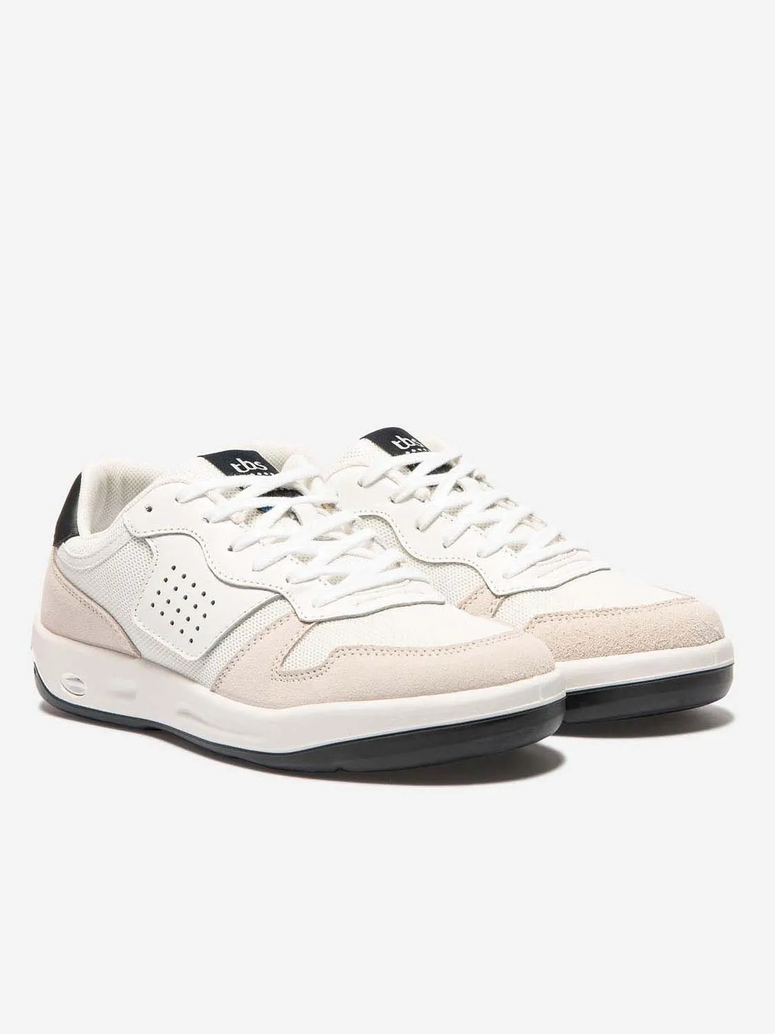 Baskets Homme Confort Dessus Cuir et Mesh Blanc tbs