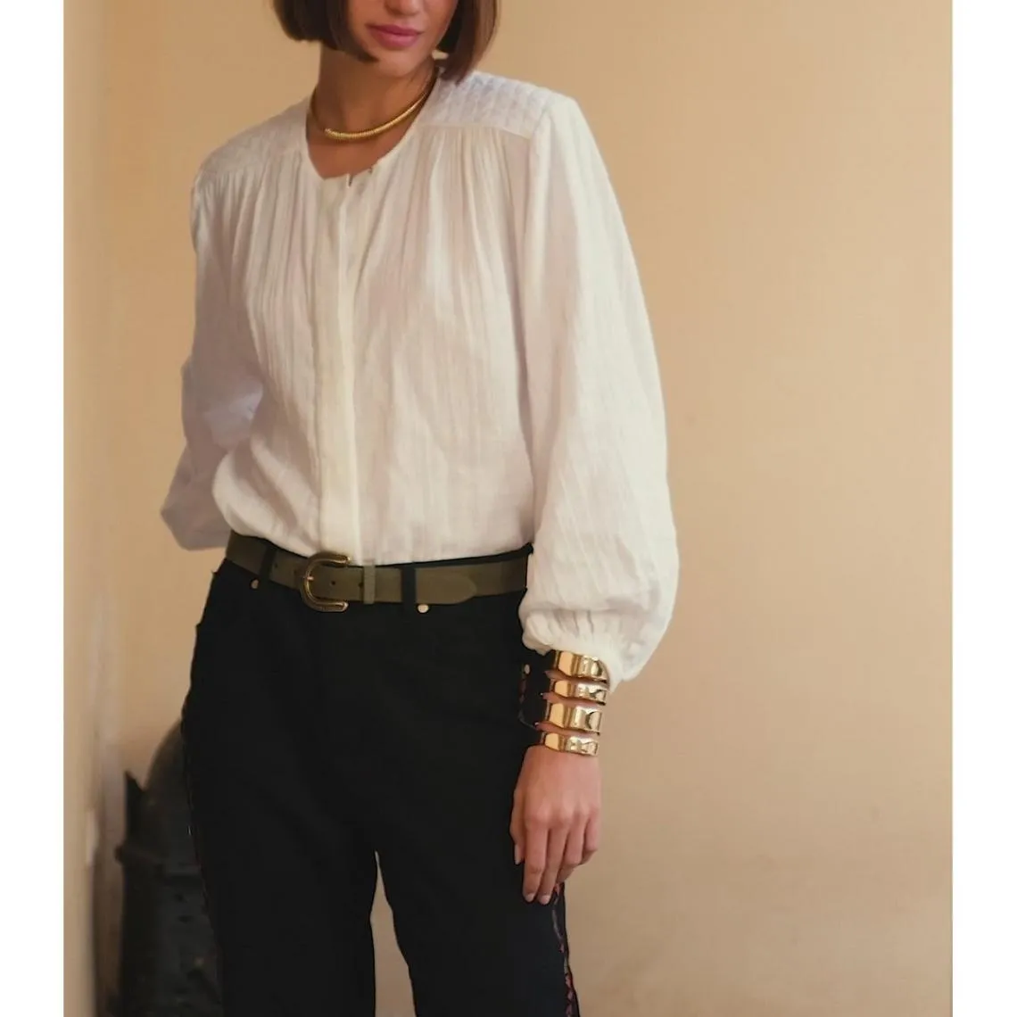 Blouse ample BERLIA blanc en coton | 3 Suisses