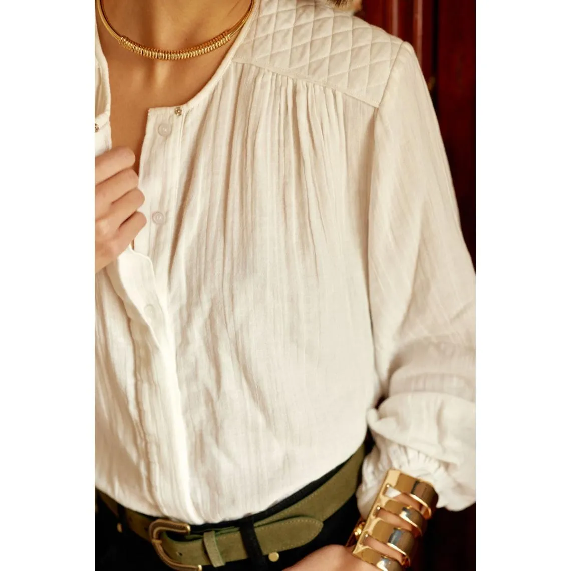 Blouse ample BERLIA blanc en coton | 3 Suisses