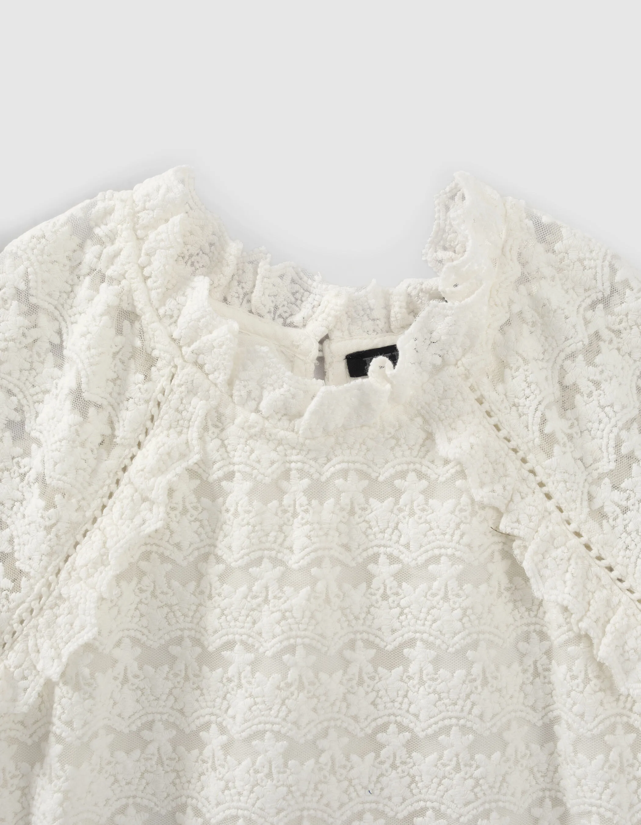 Blouse blanc cassé en dentelle fille