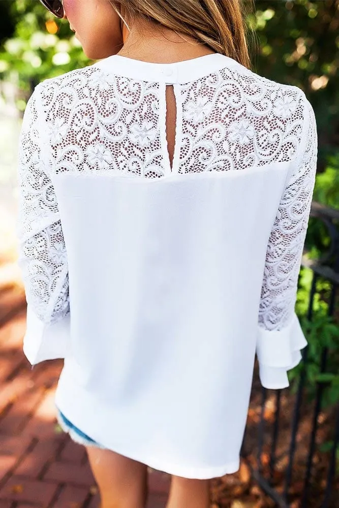 Blouse Blanche Col Dentelle