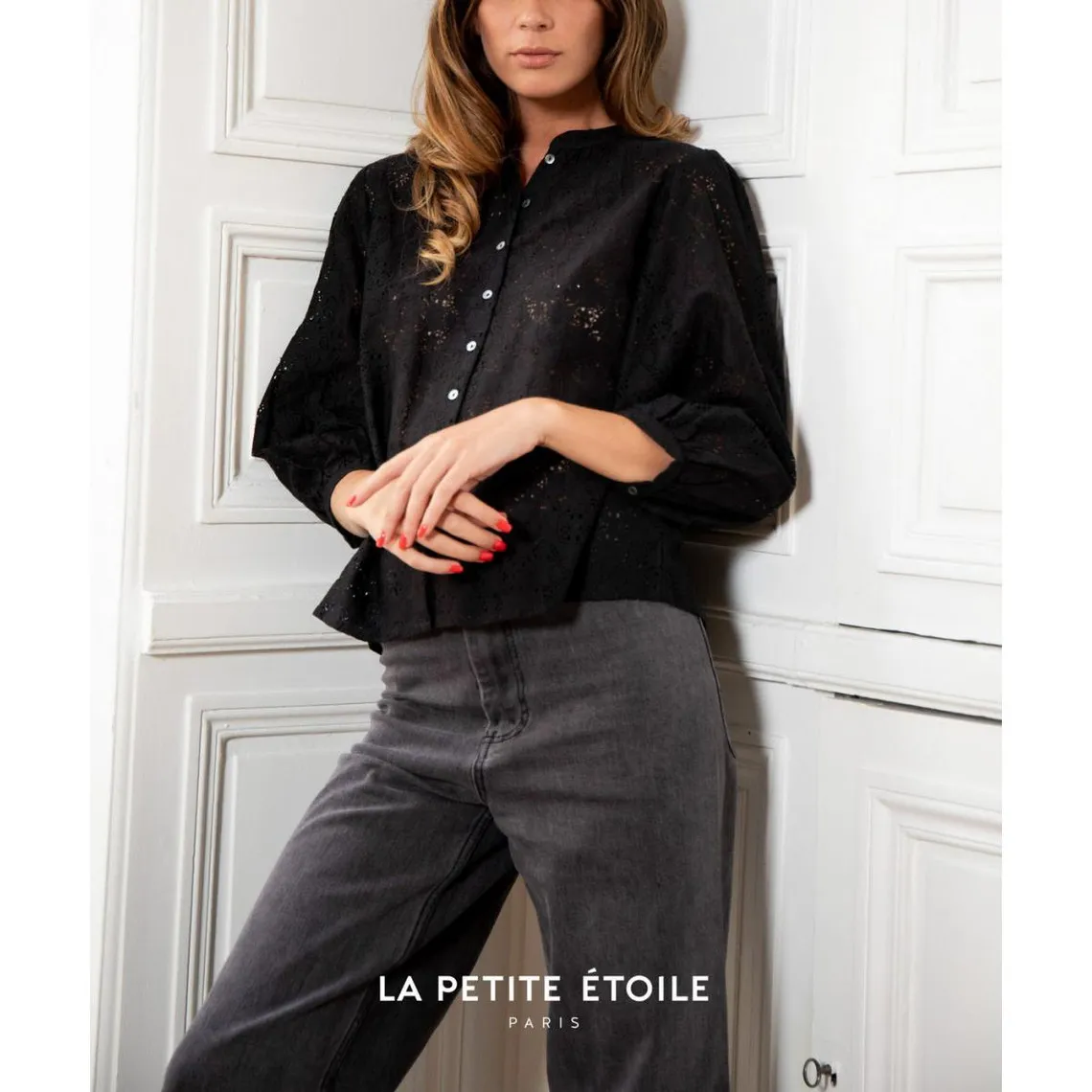 Blouse Cometa noir en coton | 3 Suisses