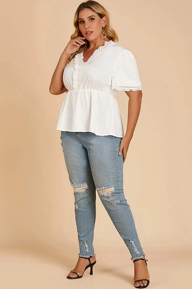 Blouse Dentelle Blanche Grande Taille