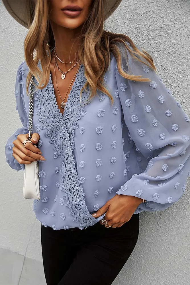 Blouse Dentelle Bleu Ciel