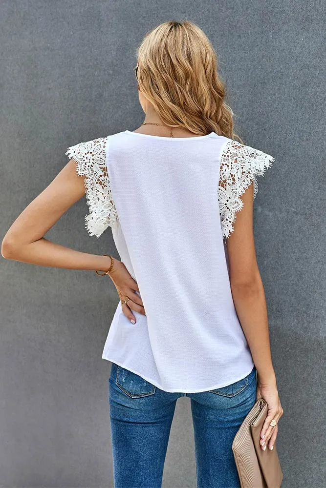 Blouse Dentelle Manche Courte