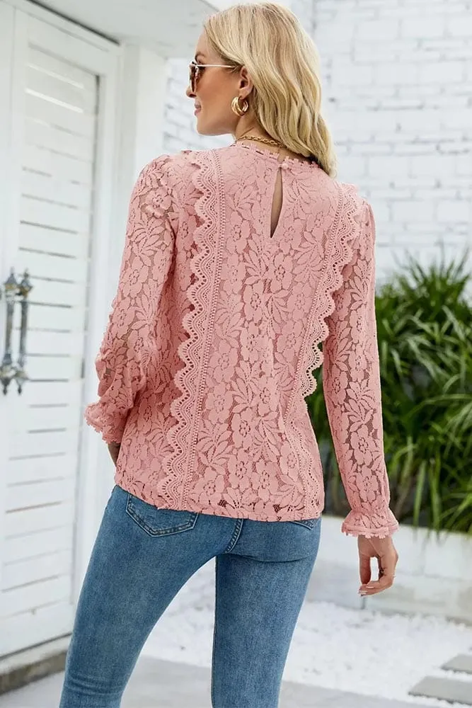 Blouse Dentelle Rose Poudré