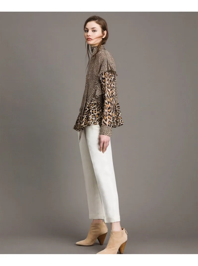 Blouse en georgette à imprimé animalier