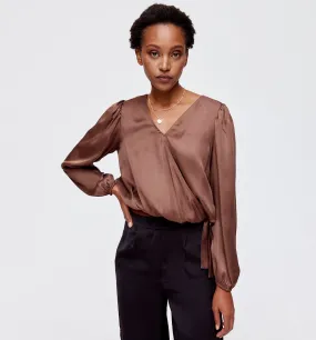 Blouse en satin Femme - BRUN FONCE