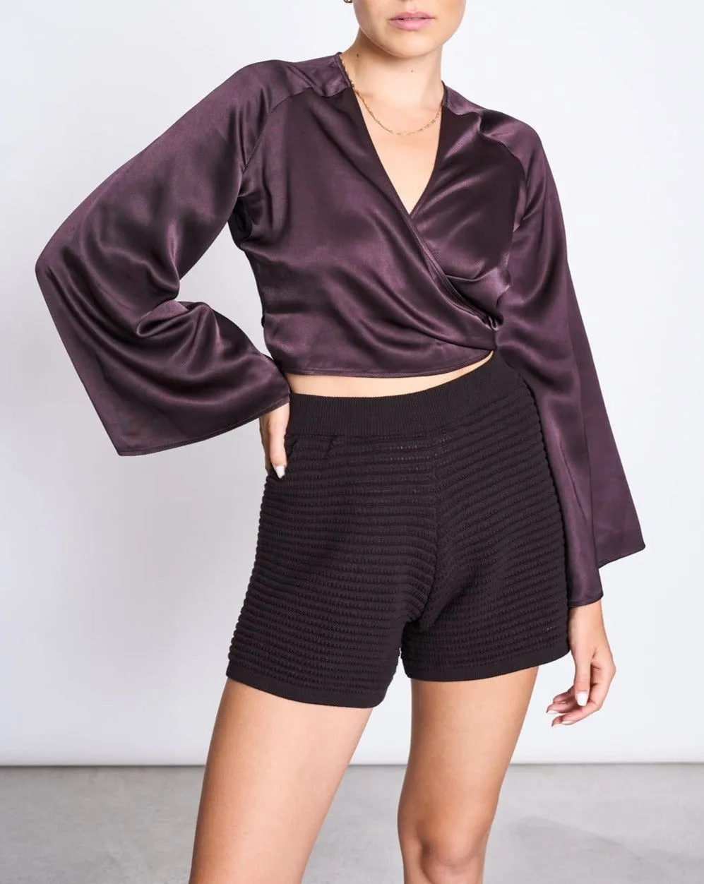 Blouse satinée en viscose enka | marron "carrine espresso" femme