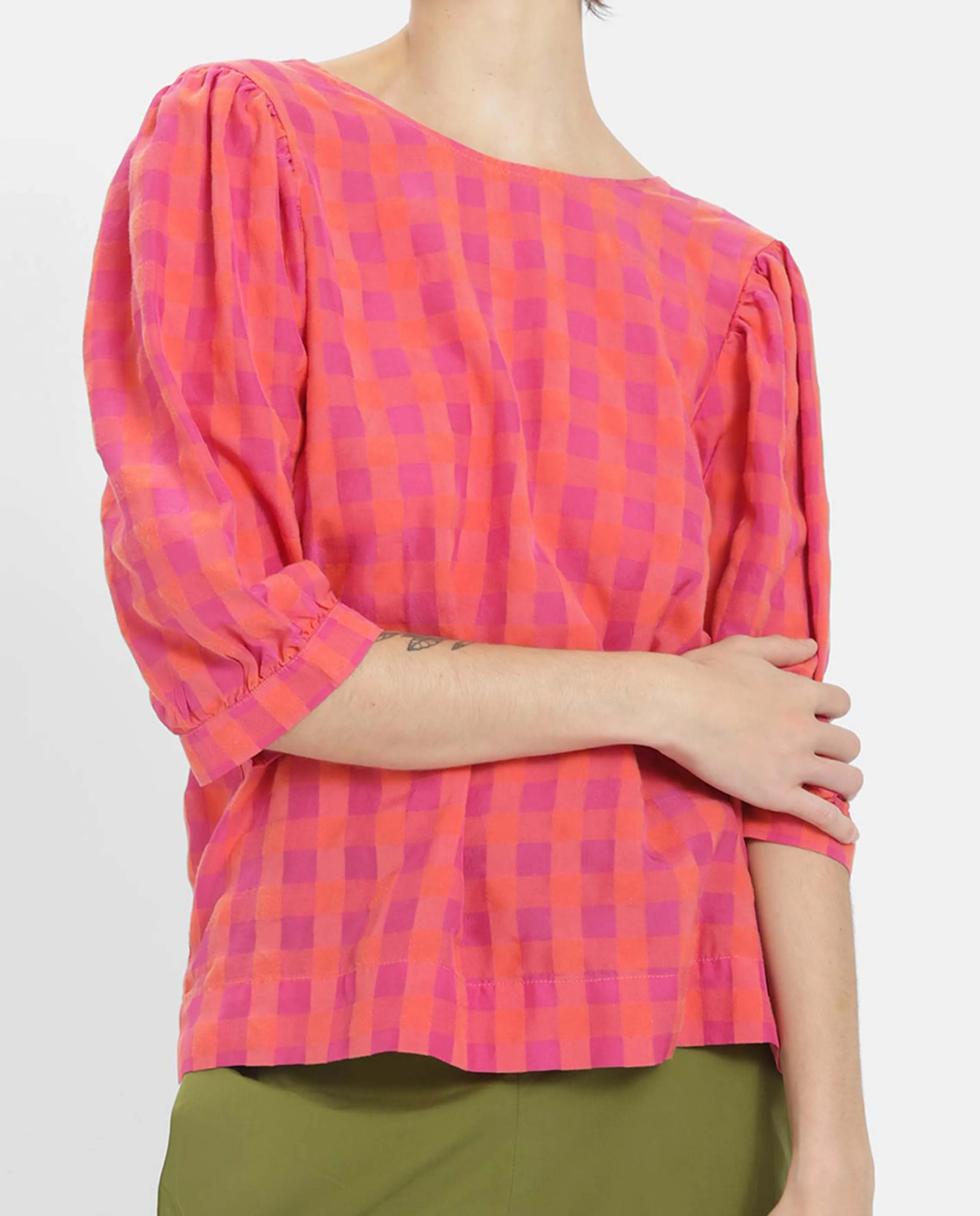 Blouse à carreaux en Tencel™