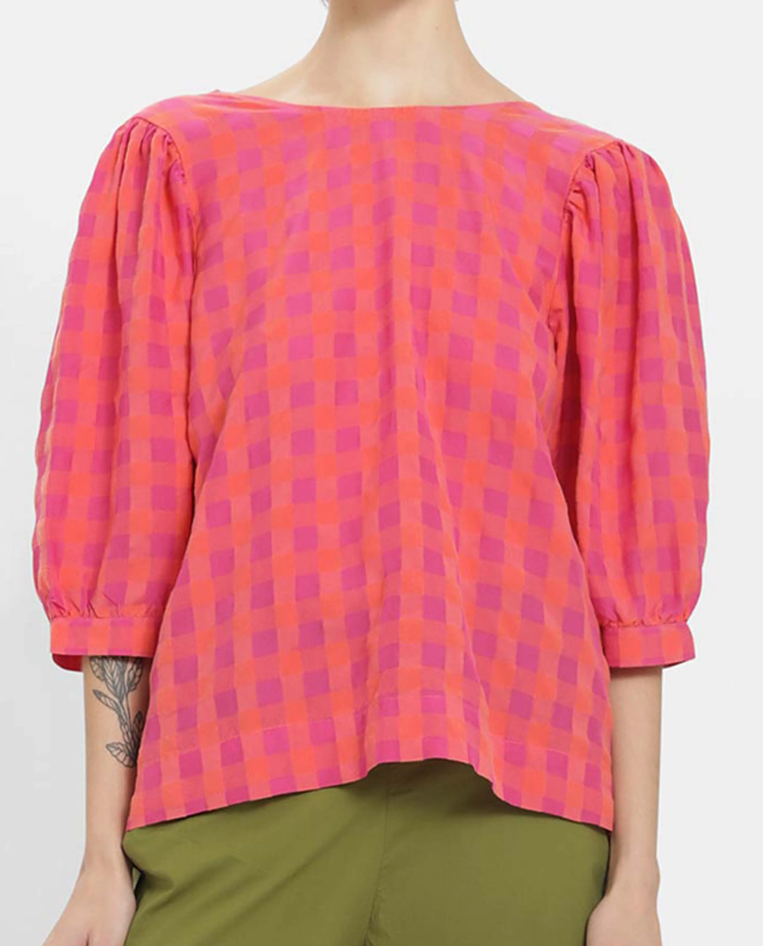 Blouse à carreaux en Tencel™