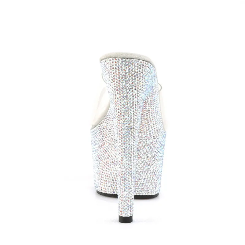 Chaussure Pole dance luxe plateforme et talon strass à lanière transparente