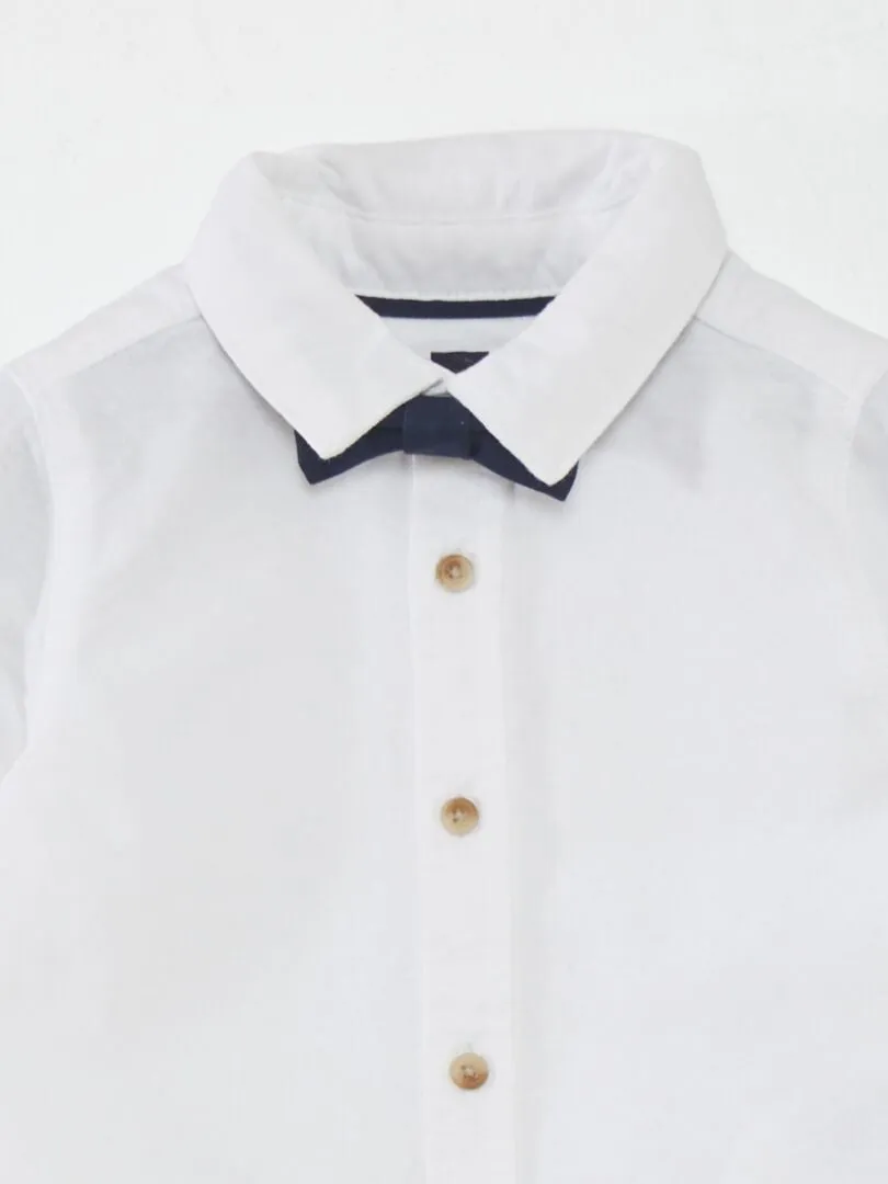 Chemise blanche + nœud papillon - 2 pièces - blanc