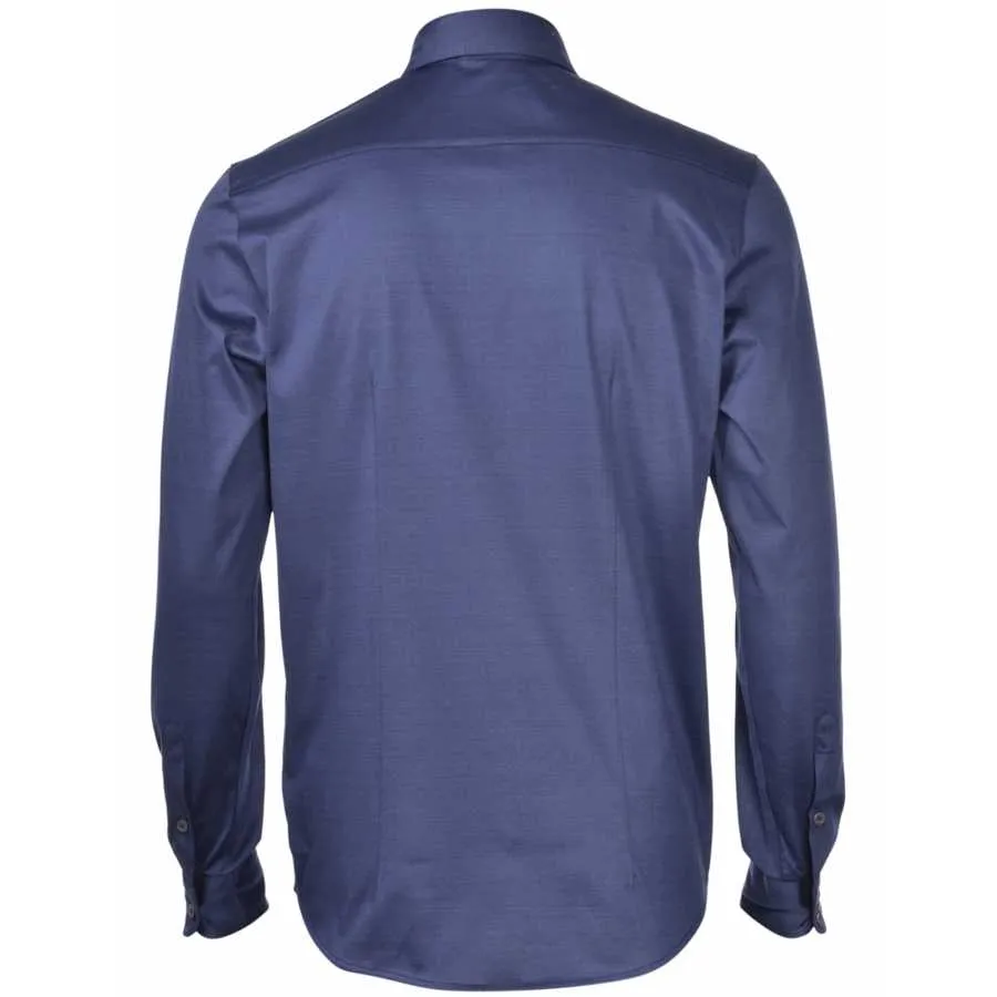 Chemise Bleue Marine En Jersey De Coton Mercerisé - Gran Sasso