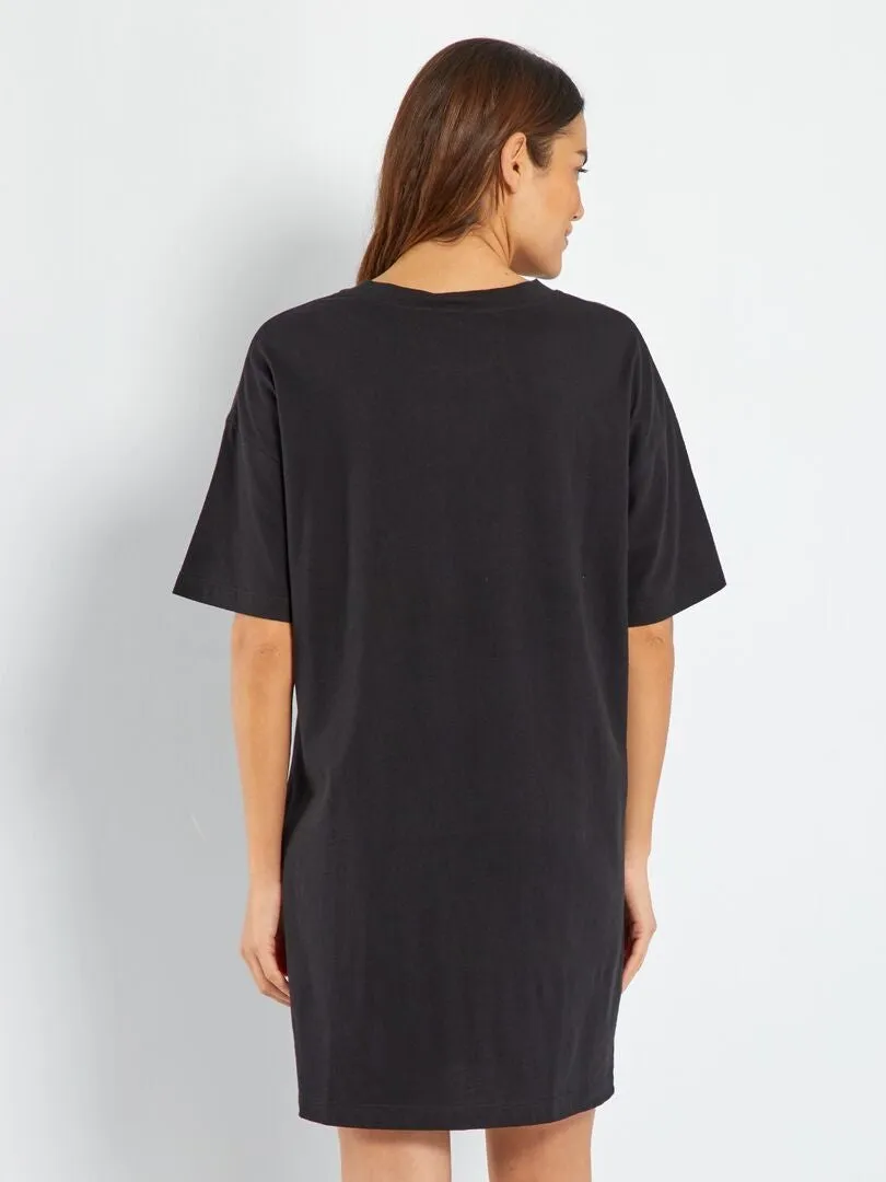 Chemise de nuit oversize 'Les Supers Nanas' - Noir