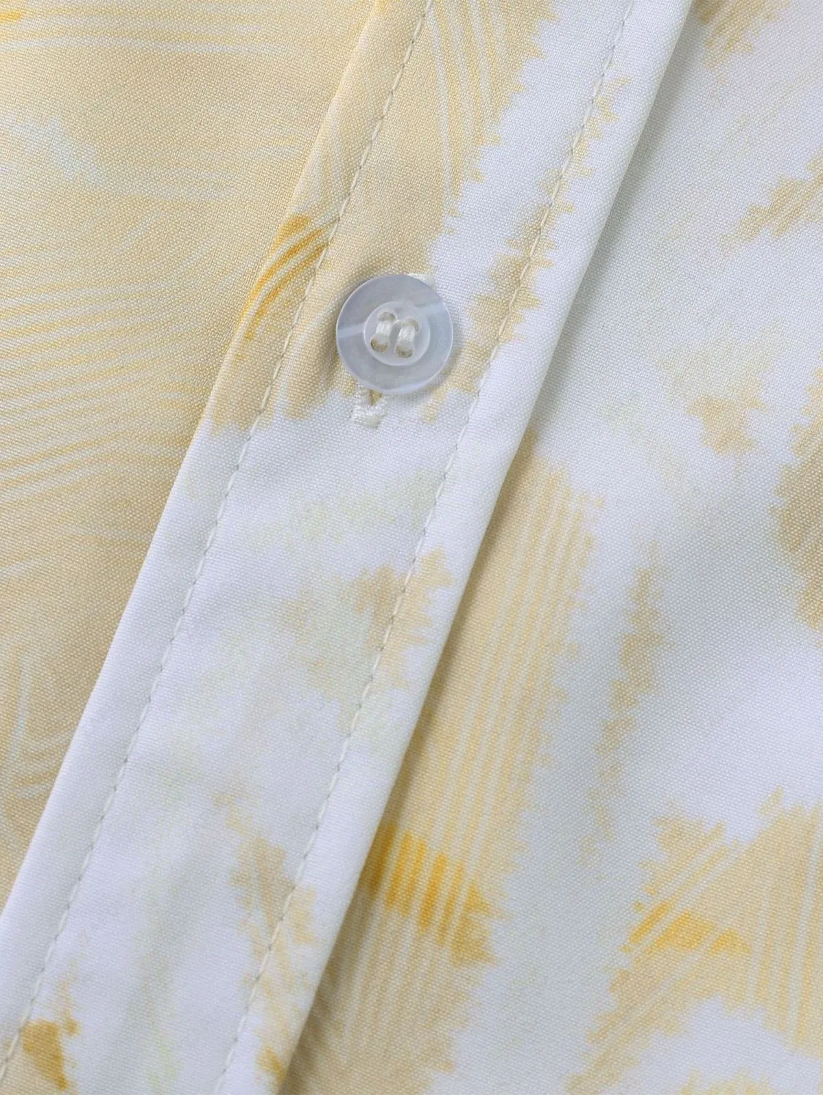 Chemise De Plage D'Eté Motif De Cocotier Boutonnée à Manches Courtes Pour Homme - Jaune Clair Xxl