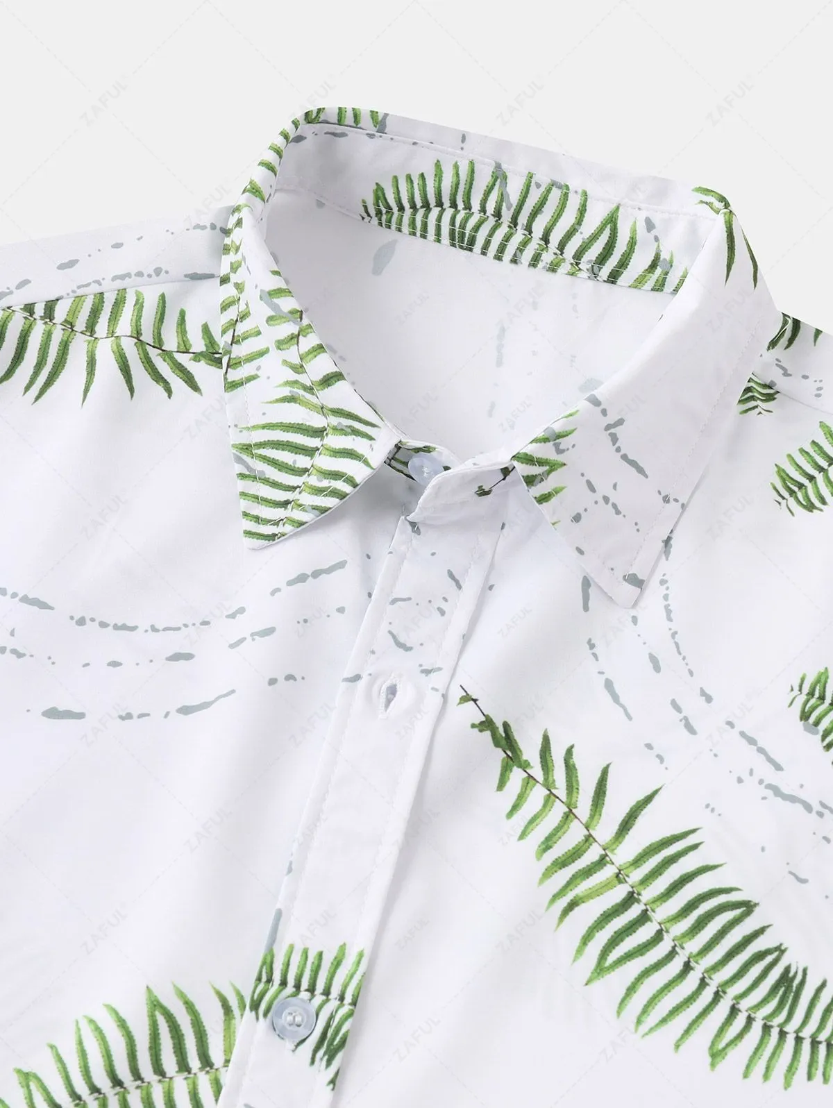 Chemise De Vacances D'Eté De Plage Feuille Et Plante Imprimées à Manches Courtes - Vert Xxl