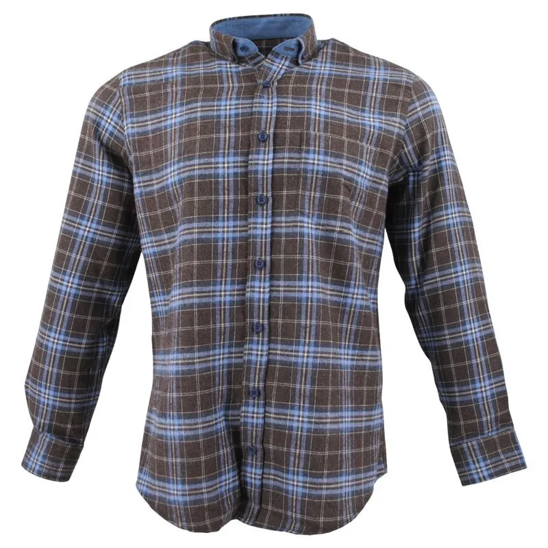 chemise flanelle marron et bleu CAPTEN