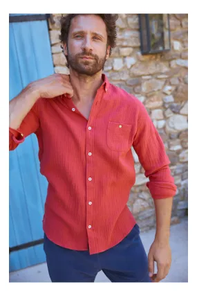 Chemise poppy red en gaze de coton - Col classique| GILI'S