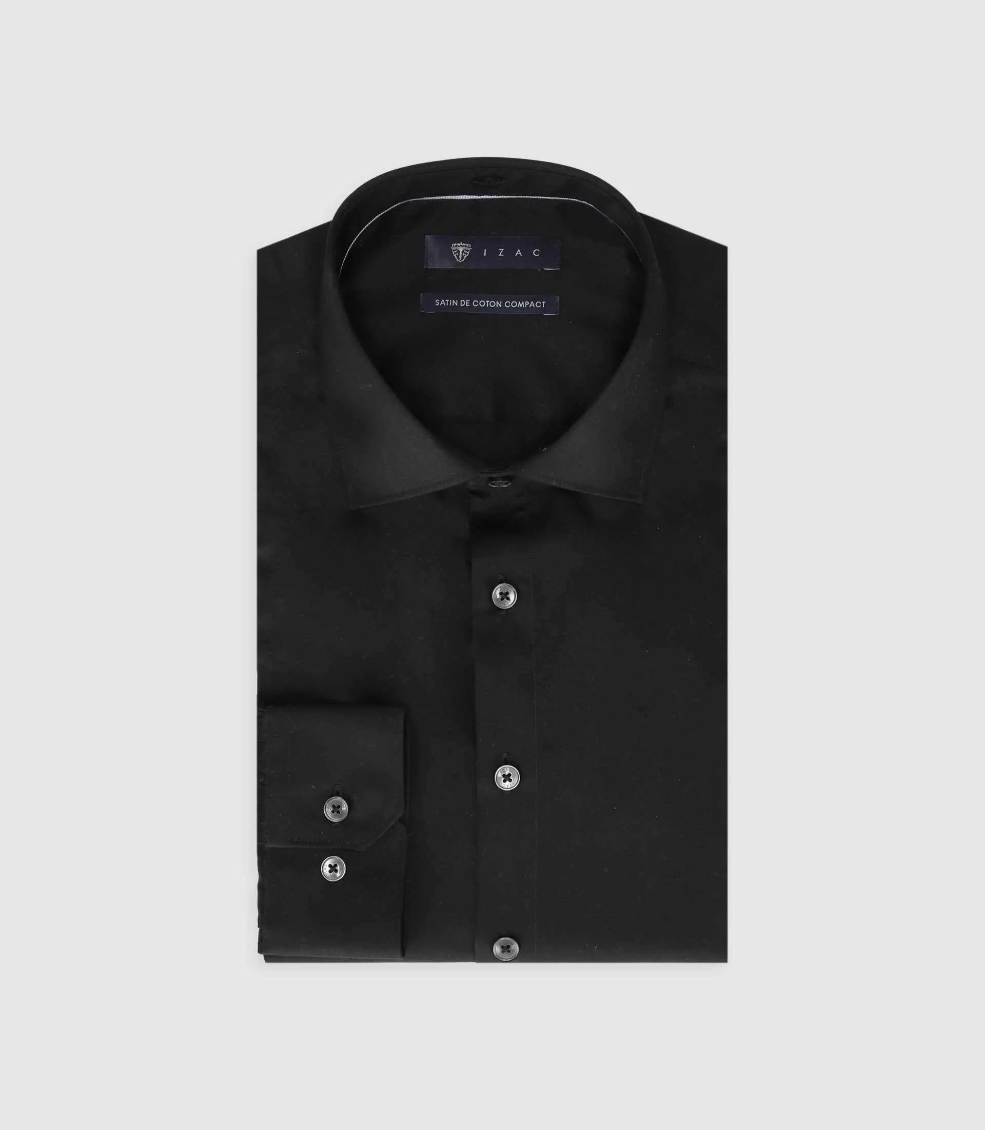 Chemise slim en satin de coton noir SATINSLIM