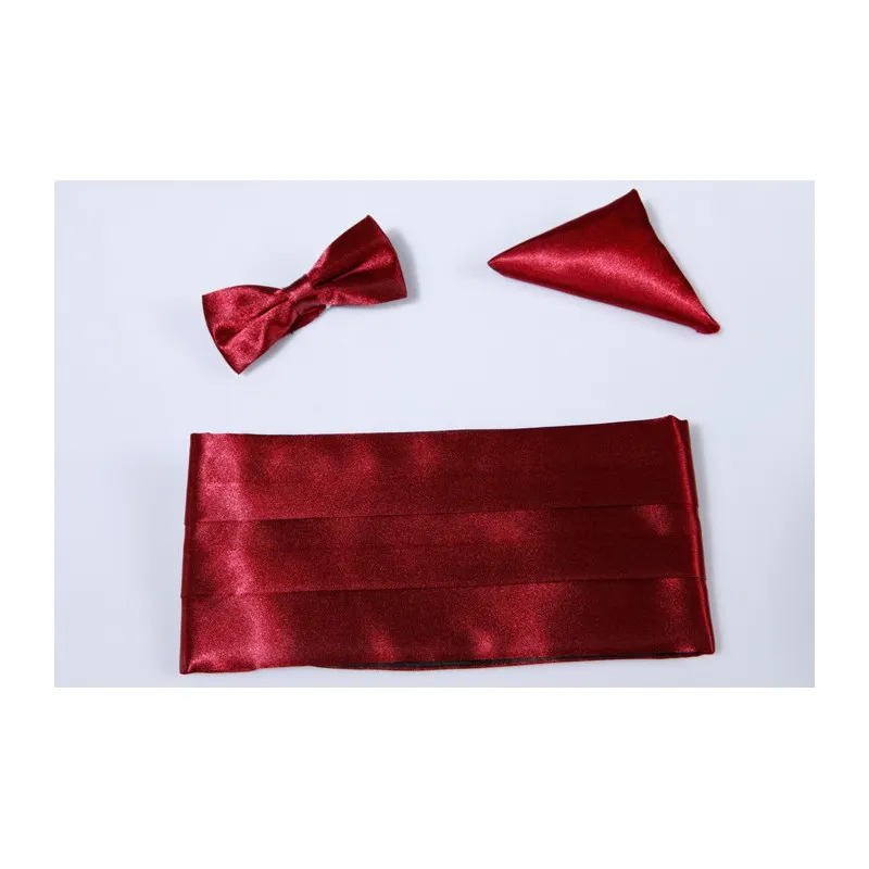 Coffret ceinture de smoking et noeud papillon satin bordeaux