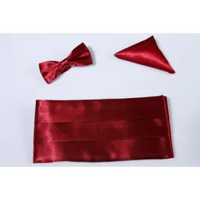 Coffret ceinture de smoking et noeud papillon satin bordeaux