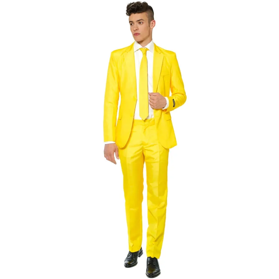 Costume 3 pièces classique jaune pour homme