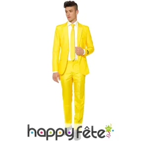 Costume 3 pièces classique jaune pour homme