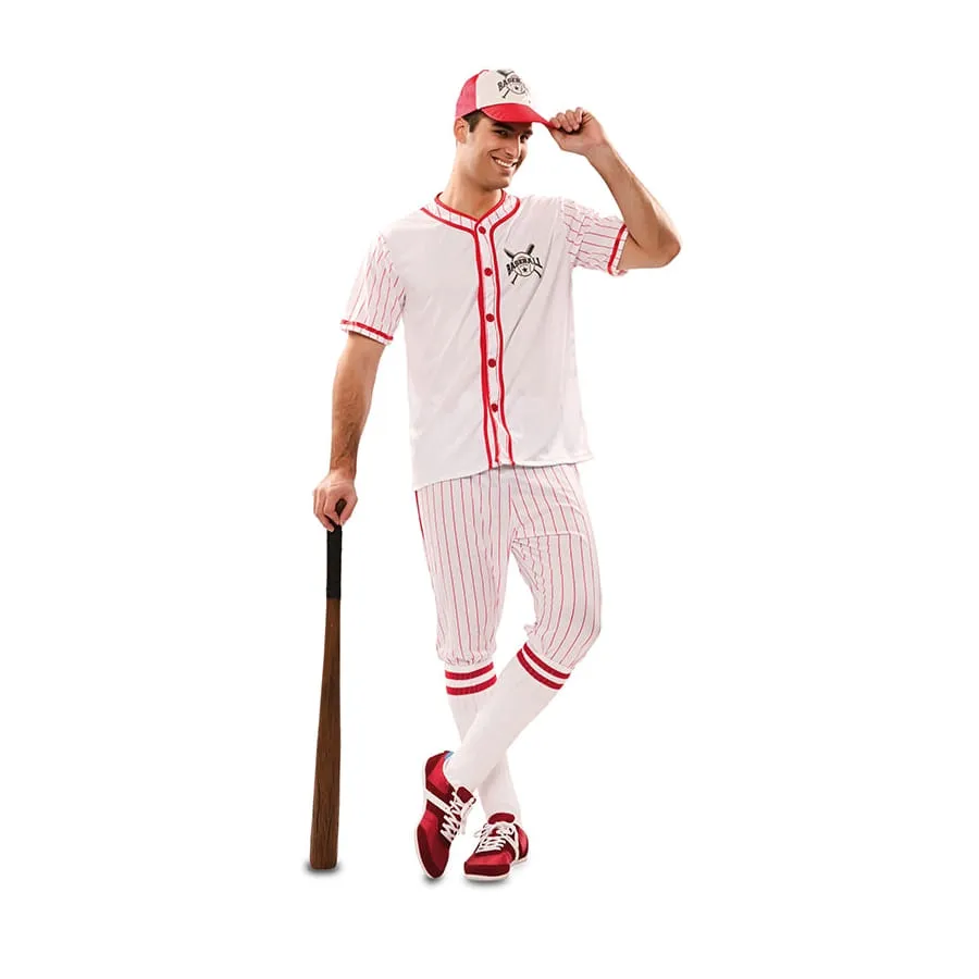 Costume rayé de joueur de baseball blanc rouge