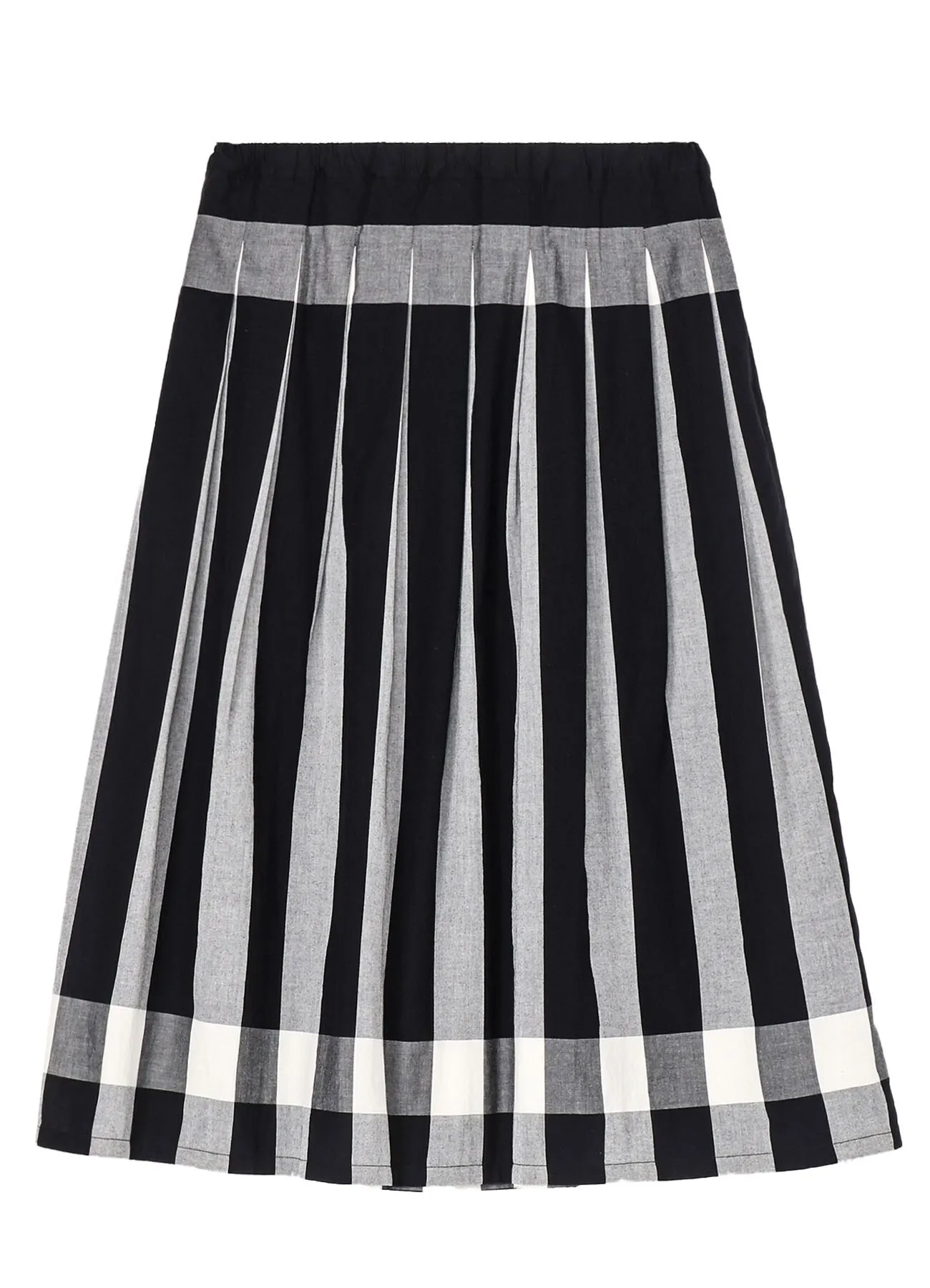 COTTON PLAID STRIPE SKIRT