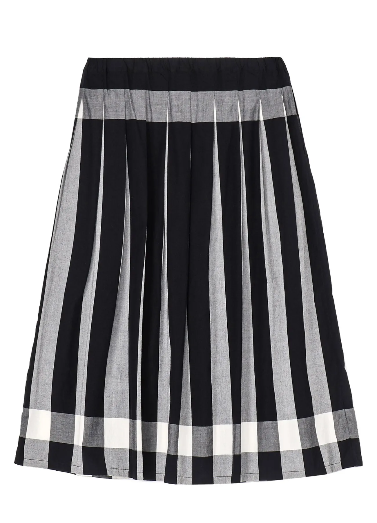 COTTON PLAID STRIPE SKIRT