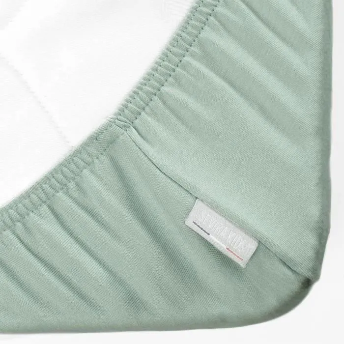 Drap housse en coton jersey Uni 90x190 Vert de gris