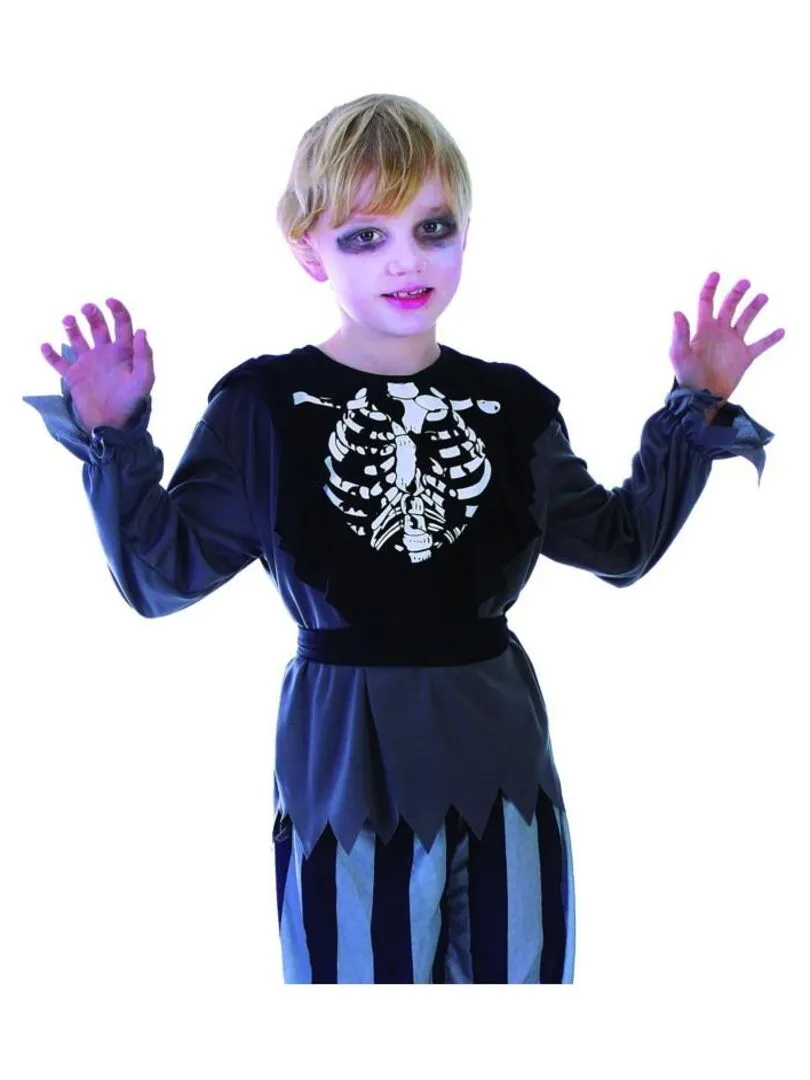 Déguisement Pirate rayé Squelette Halloween enfant - Noir Noir