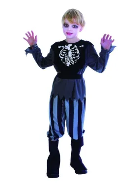 Déguisement Pirate rayé Squelette Halloween enfant - Noir Noir