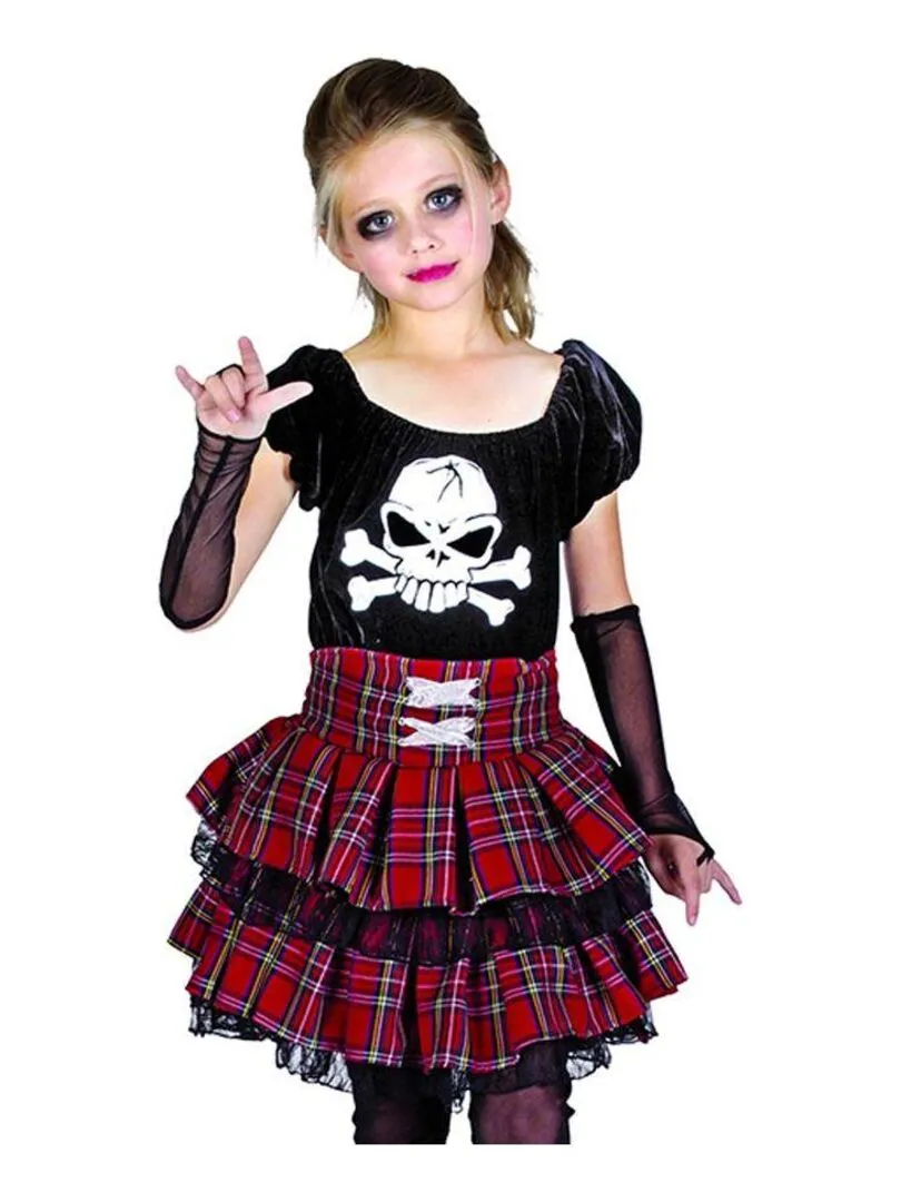 Déguisement Punk Skull Halloween enfant - Rouge