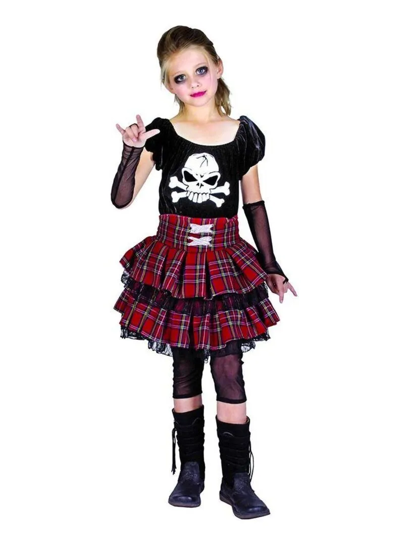 Déguisement Punk Skull Halloween enfant - Rouge